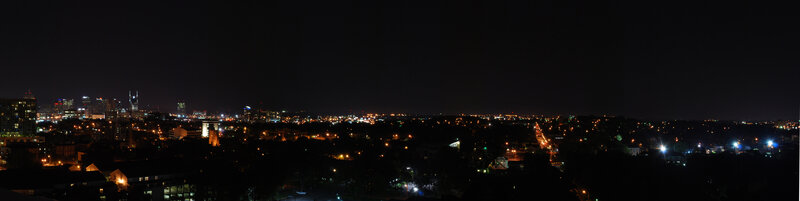 Nighttime City Skyline — Black, Dark, Night, Photograph, Buildings, Lights
