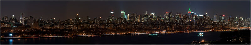 Nighttime City Skyline — Black, Dark, Night, Photograph, Buildings, River