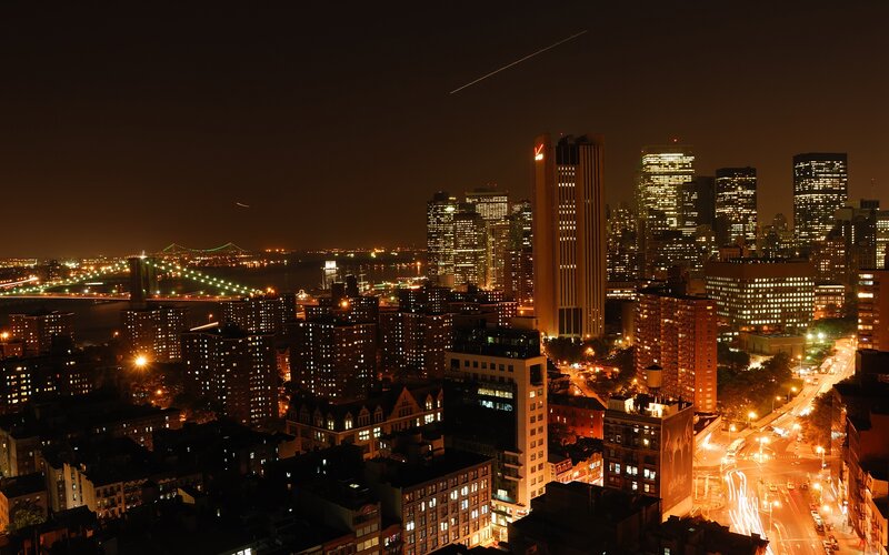 Nighttime City Skyline — Black, Dark
