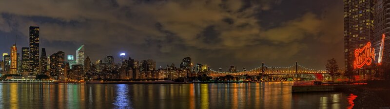 Nighttime City Skyline — Black, Dramatic, Night, Photograph, Bridge