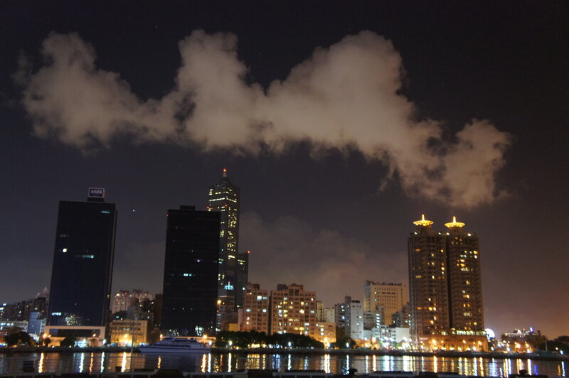 Nighttime City Skyline — Black, Dramatic, Night, Photograph, Buildings, Clouds