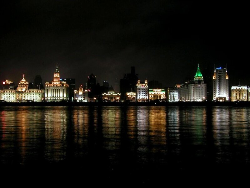 Nighttime City Skyline — Black, Dramatic, Night, Photograph, Buildings