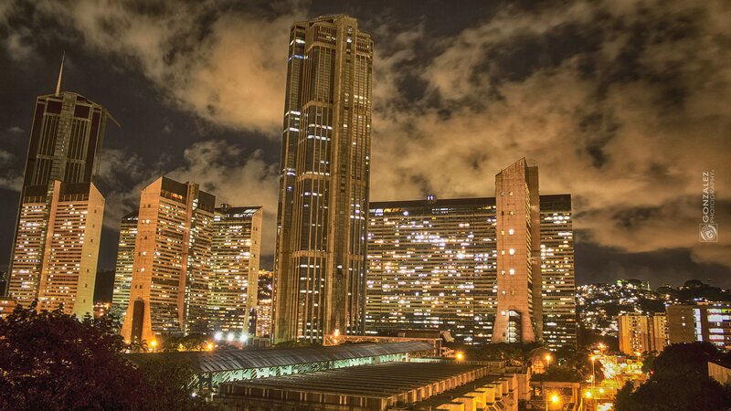 Nighttime City Skyline — Black, Dramatic, Night, Photograph, Skyscrapers, Clouds