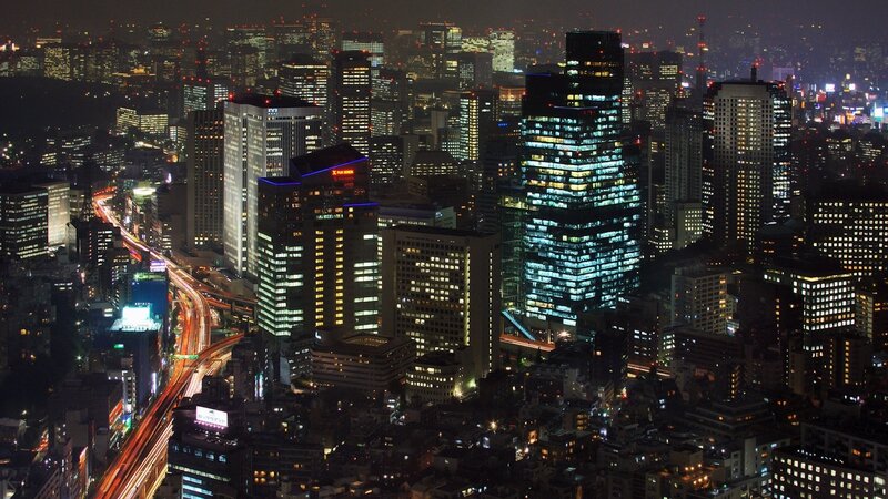 Nighttime City Skyline — Black, Dramatic, Night