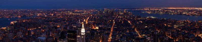 Nighttime City Skyline — Blue, Dark, Night, Photograph