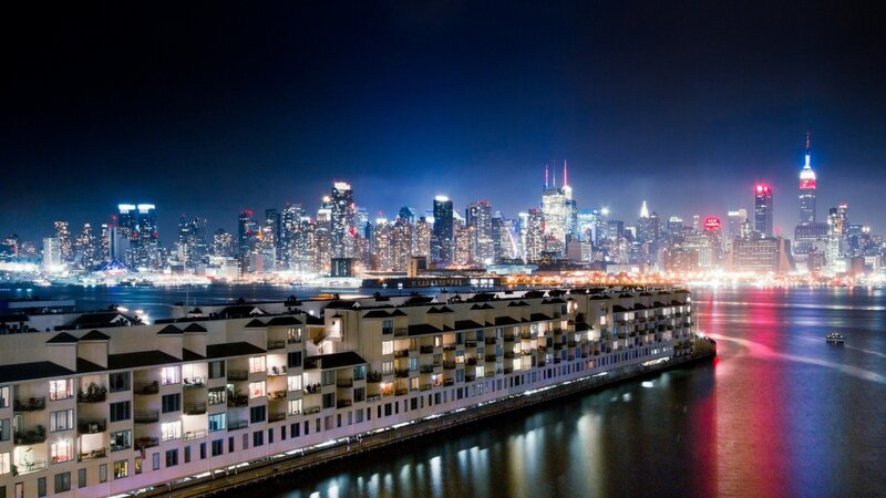 Nighttime City Skyline — Blue, Dramatic, Night, Photograph, Skyscraper