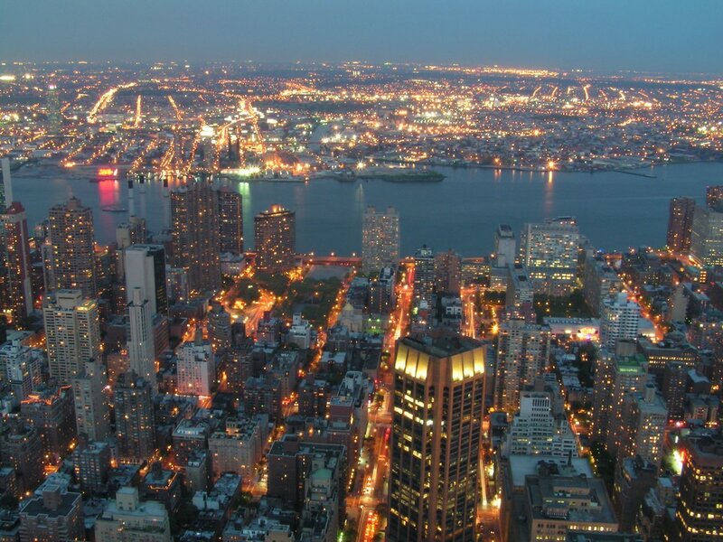 Nighttime City Skyline — Blue, Urban