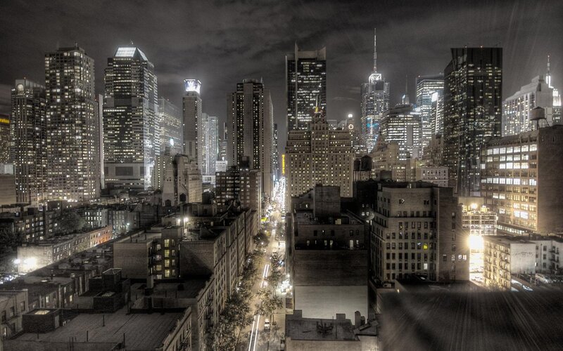 Nighttime City Skyline — Dramatic, Night