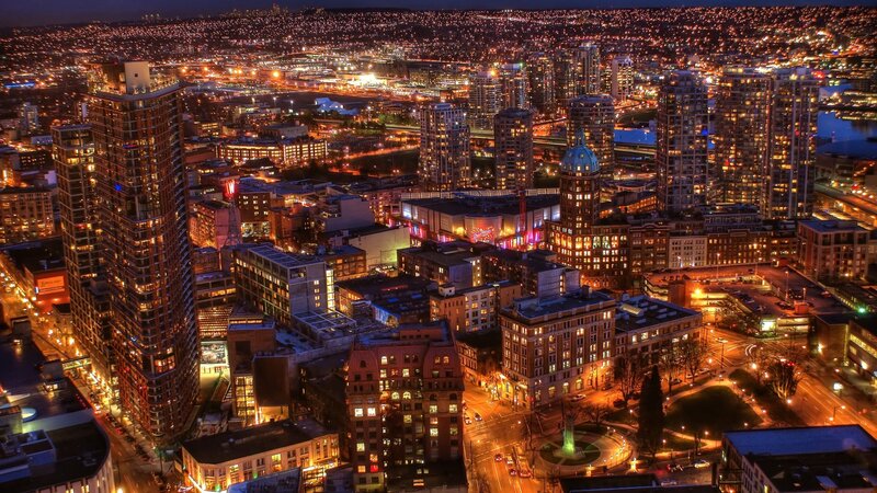 Nighttime City Skyline — Orange, Dramatic, Night