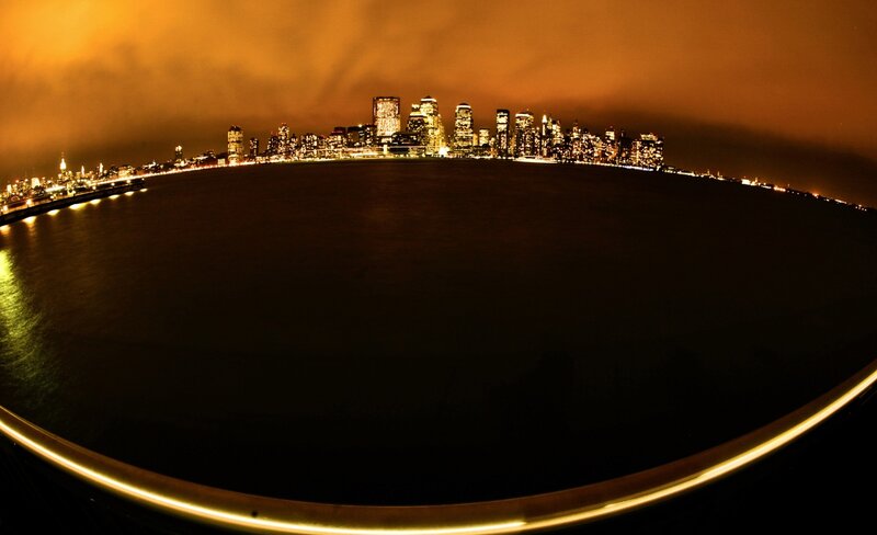 Nighttime City Skyline — Orange