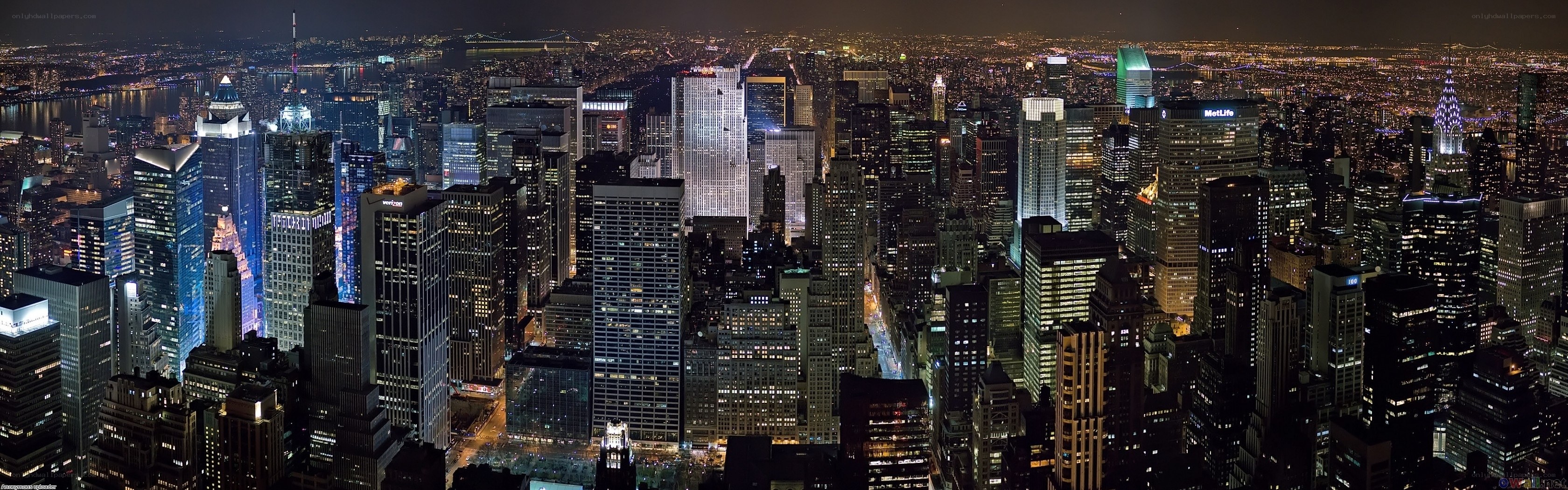 nighttime city skyline panorama