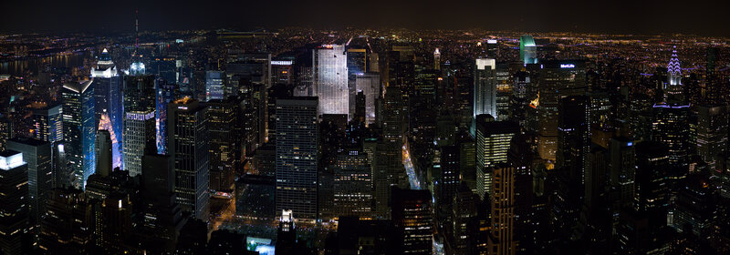 nighttime city skyline panorama