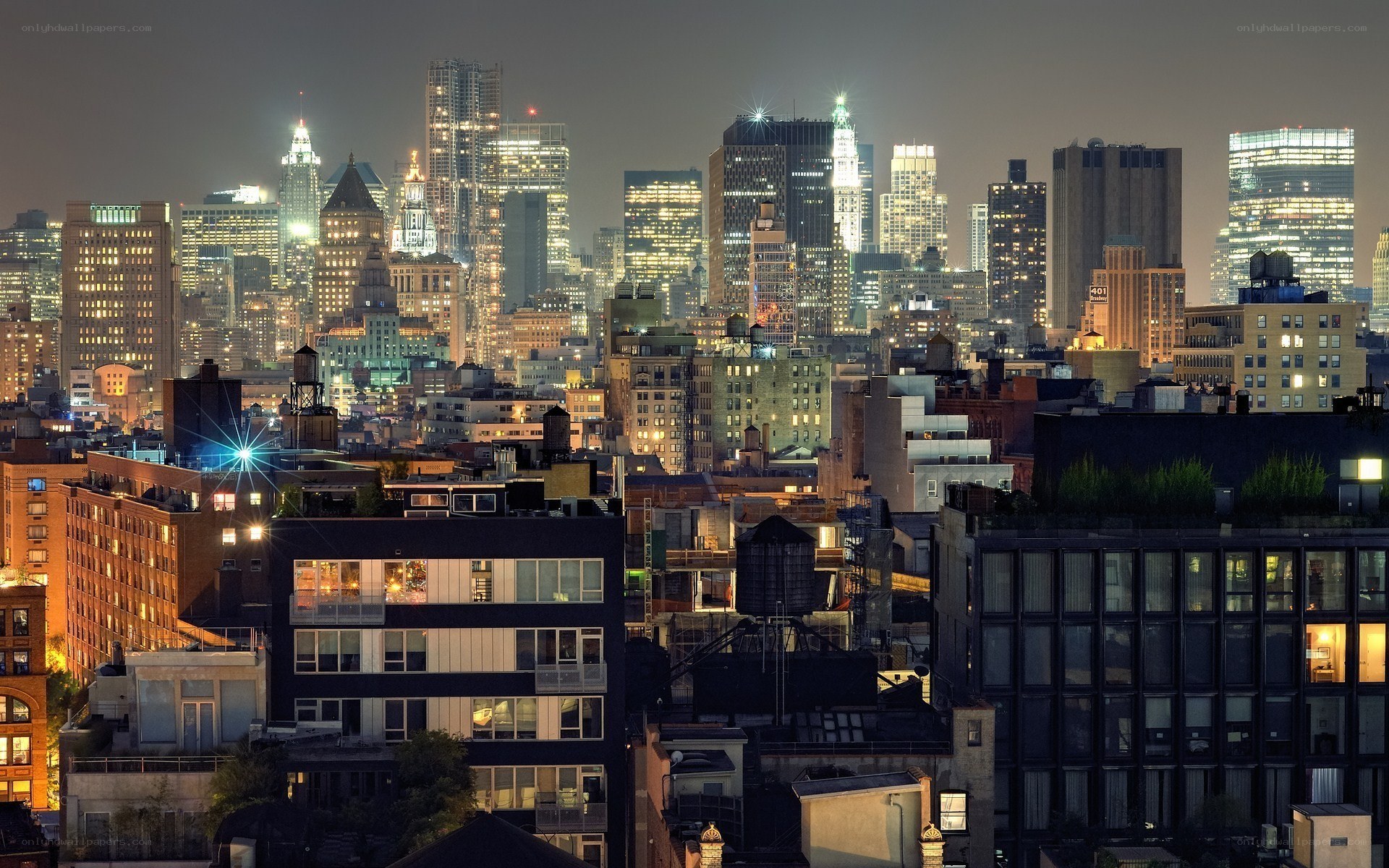 nighttime city skyline view
