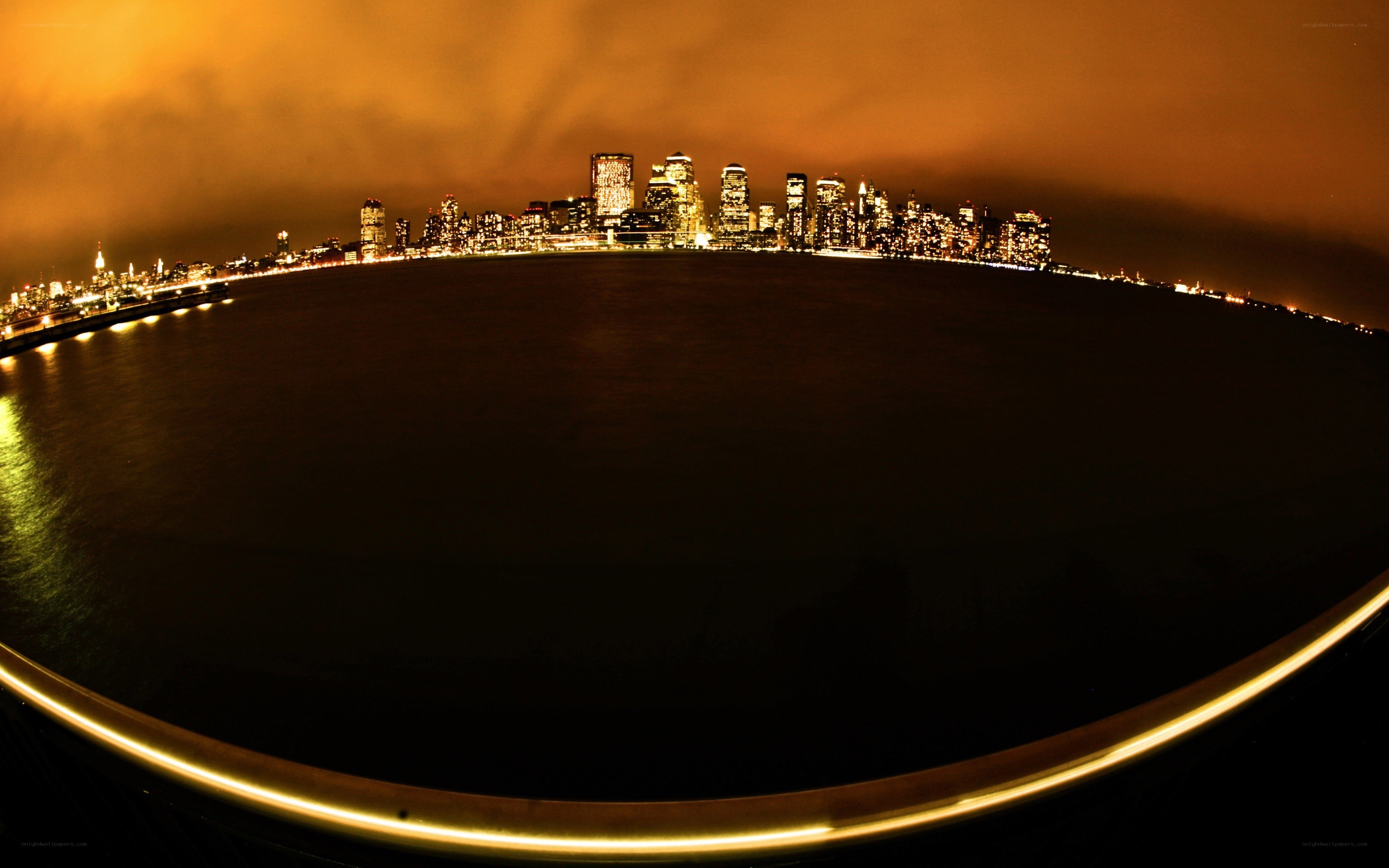 nighttime city skyline view