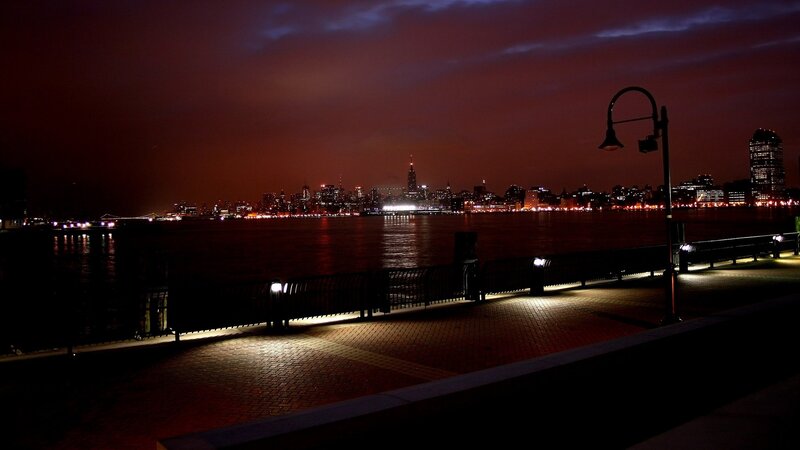 nighttime city skyline view