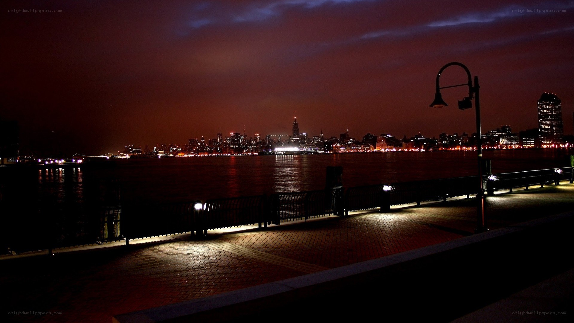 nighttime city skyline view
