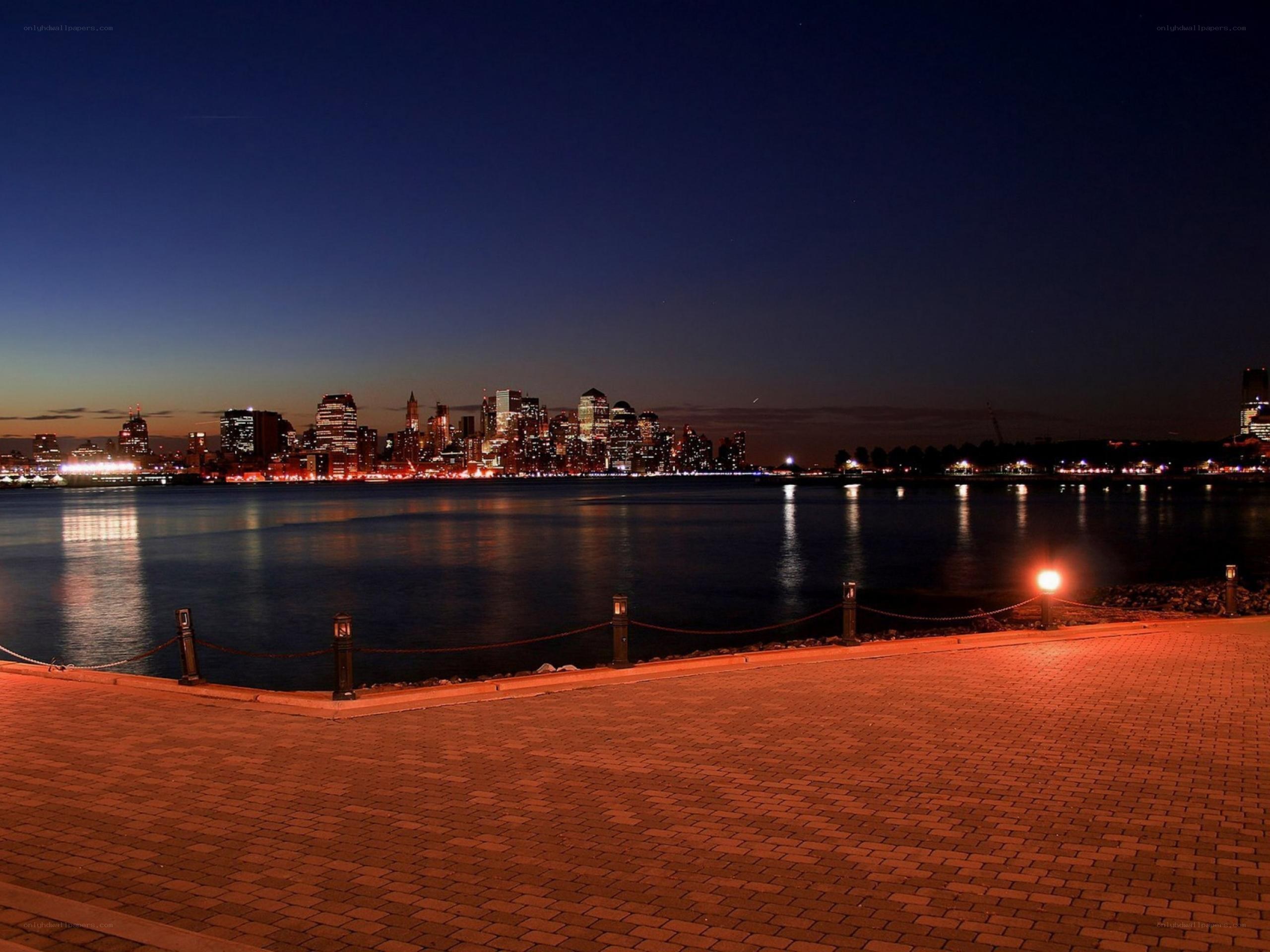 nighttime city skyline view
