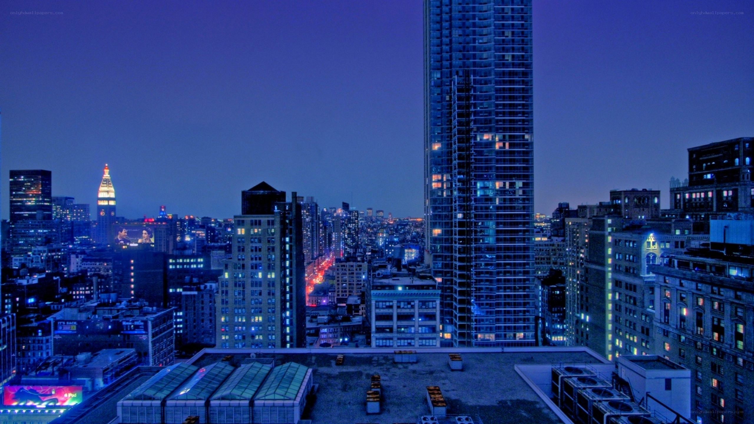 nighttime city skyline view