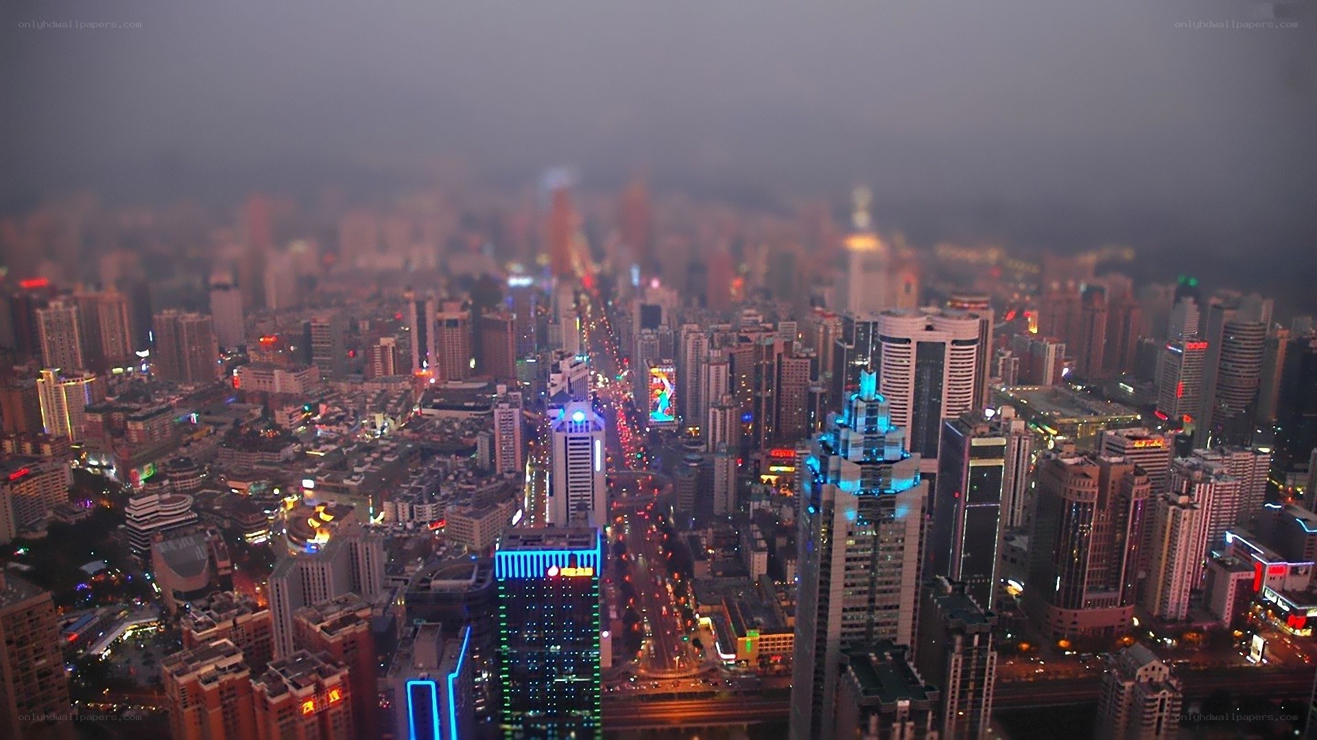 nighttime city skyline view