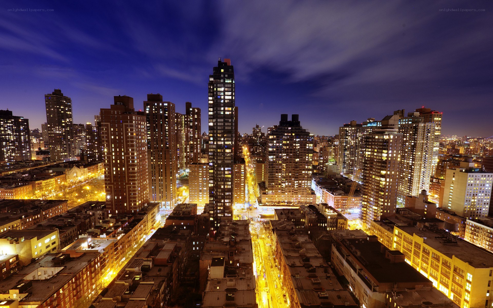 nighttime city skyline view