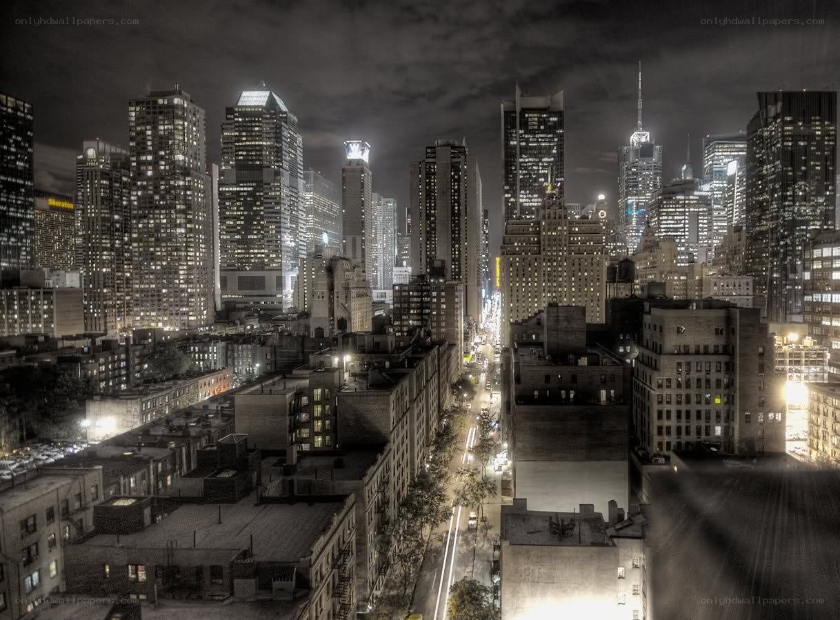 nighttime city skyline view