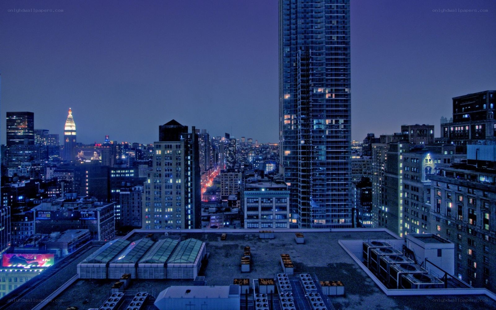 nighttime city skyline view