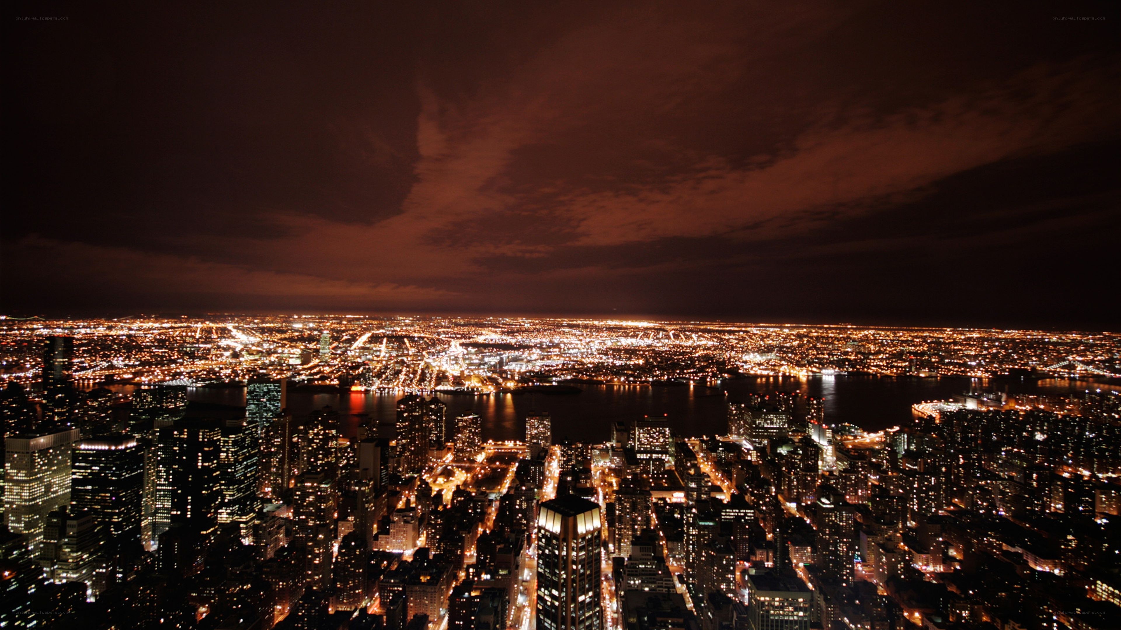 nighttime city skyline view