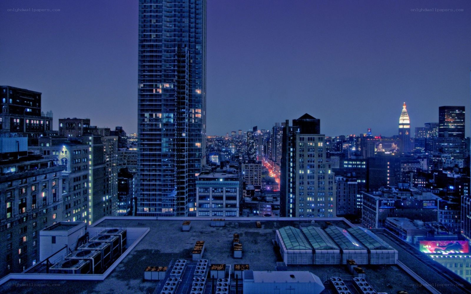 nighttime city skyline view