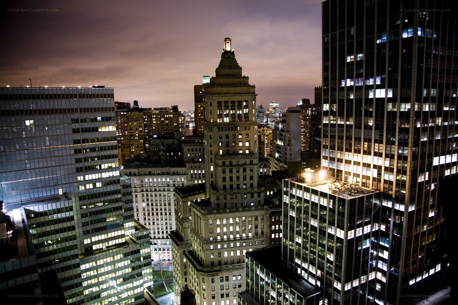 nighttime city skyline view