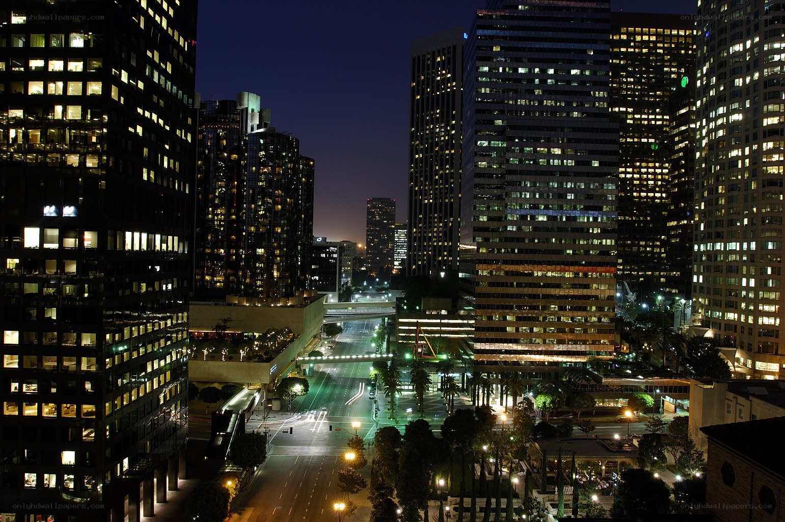 nighttime city skyline view