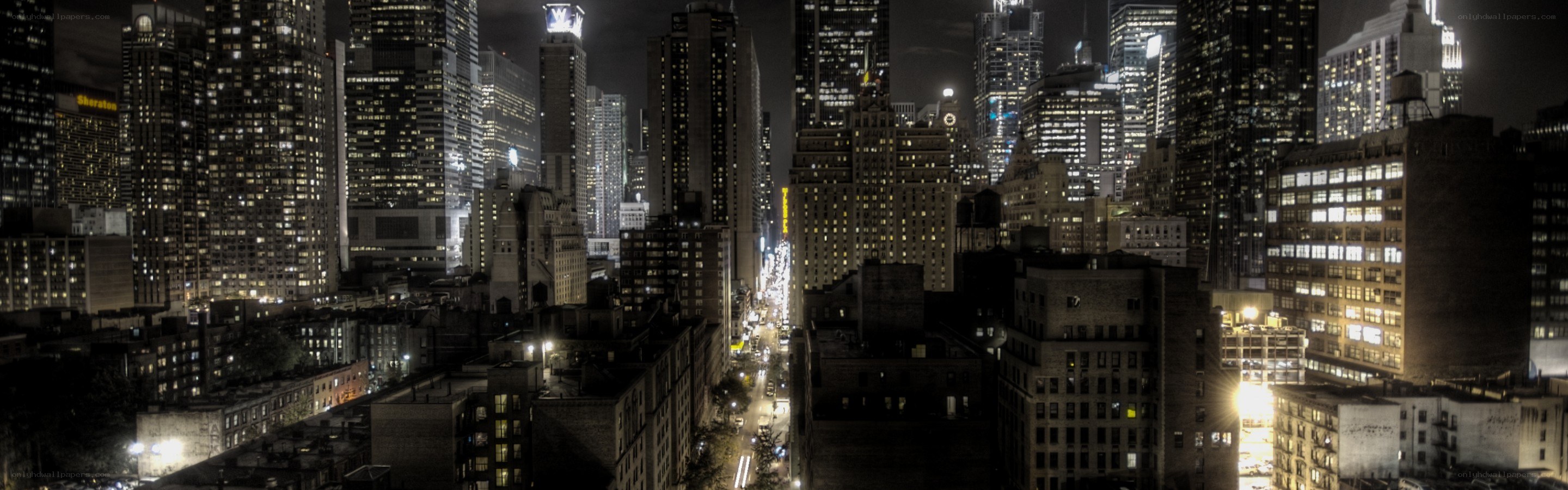 nighttime city skyline view