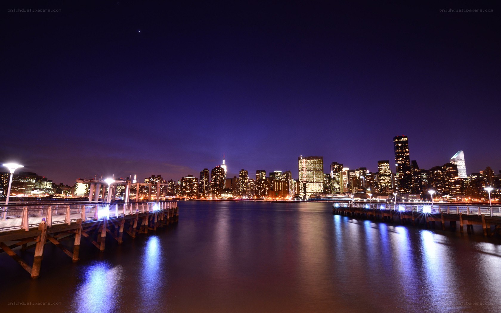 nighttime city skyline view