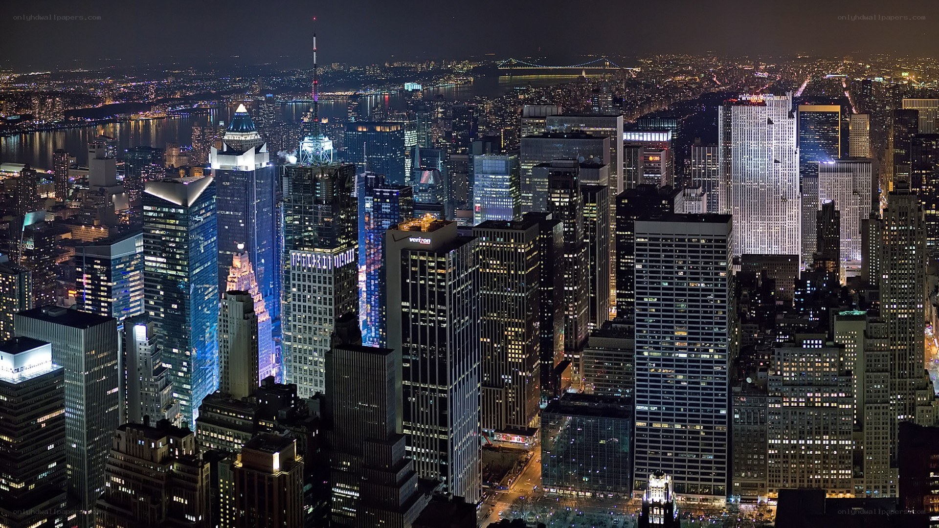 nighttime city skyline view