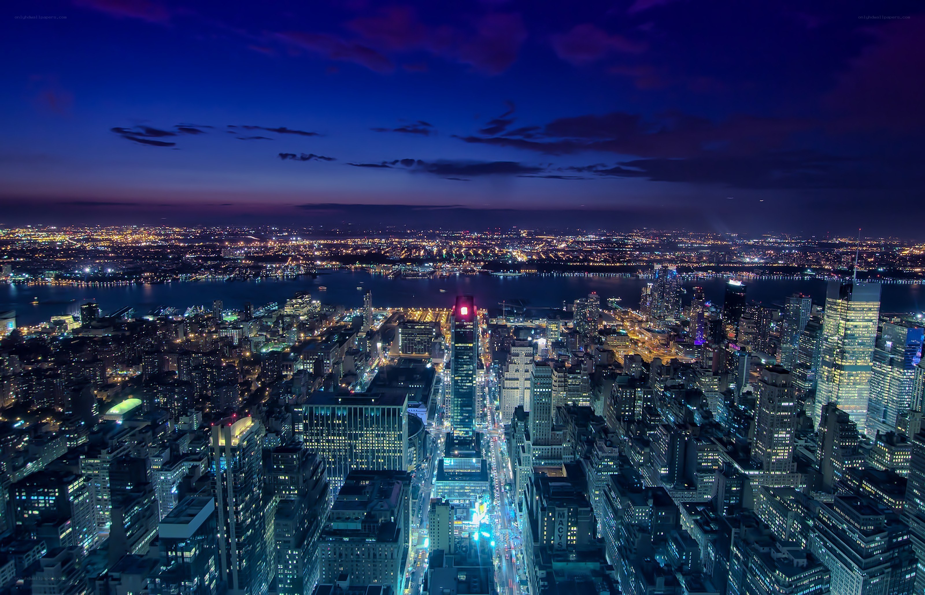 nighttime city skyline view