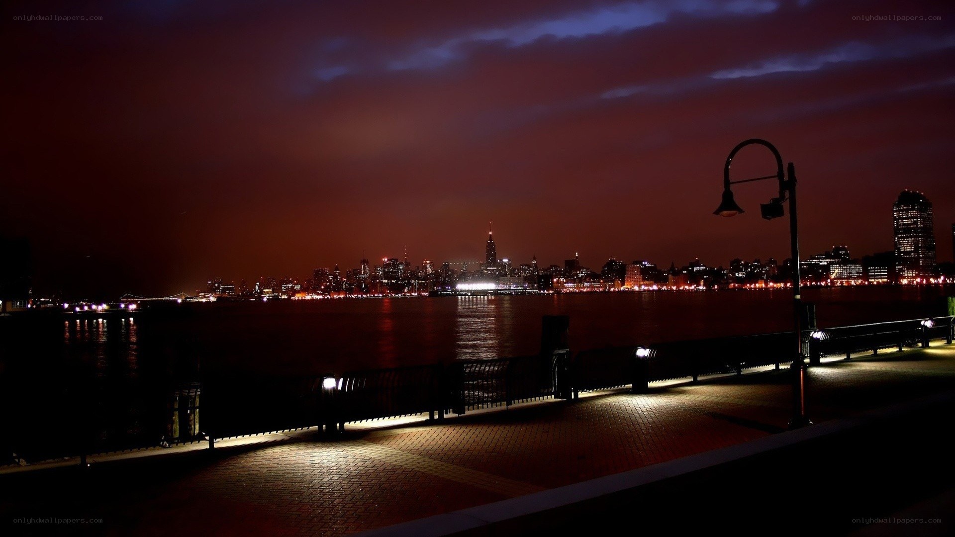 nighttime city skyline view