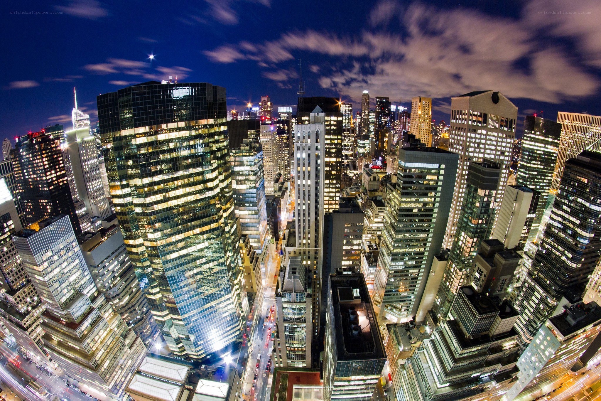 nighttime city skyline view