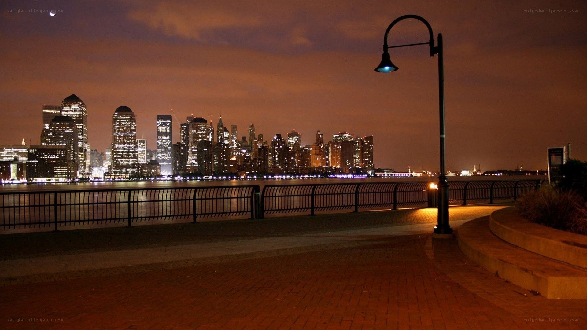 nighttime city skyline view