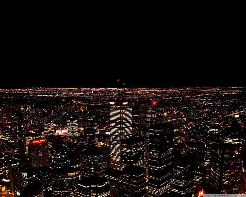 nighttime city skyline view