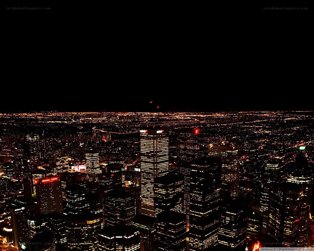 nighttime city skyline view