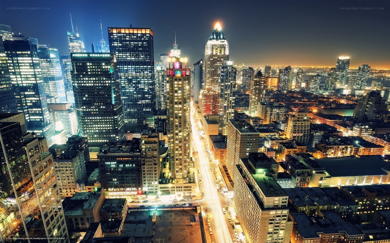 nighttime city skyline view