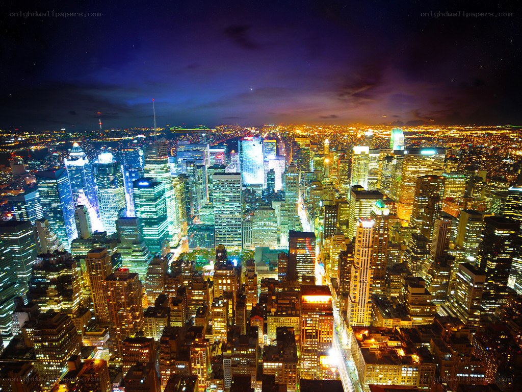 nighttime city skyline view