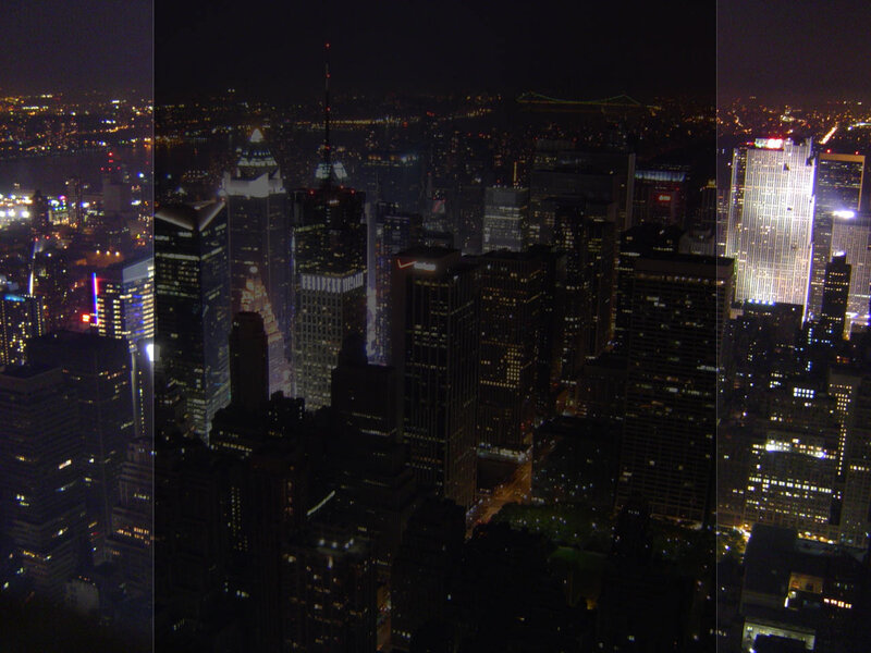 nighttime city skyline view