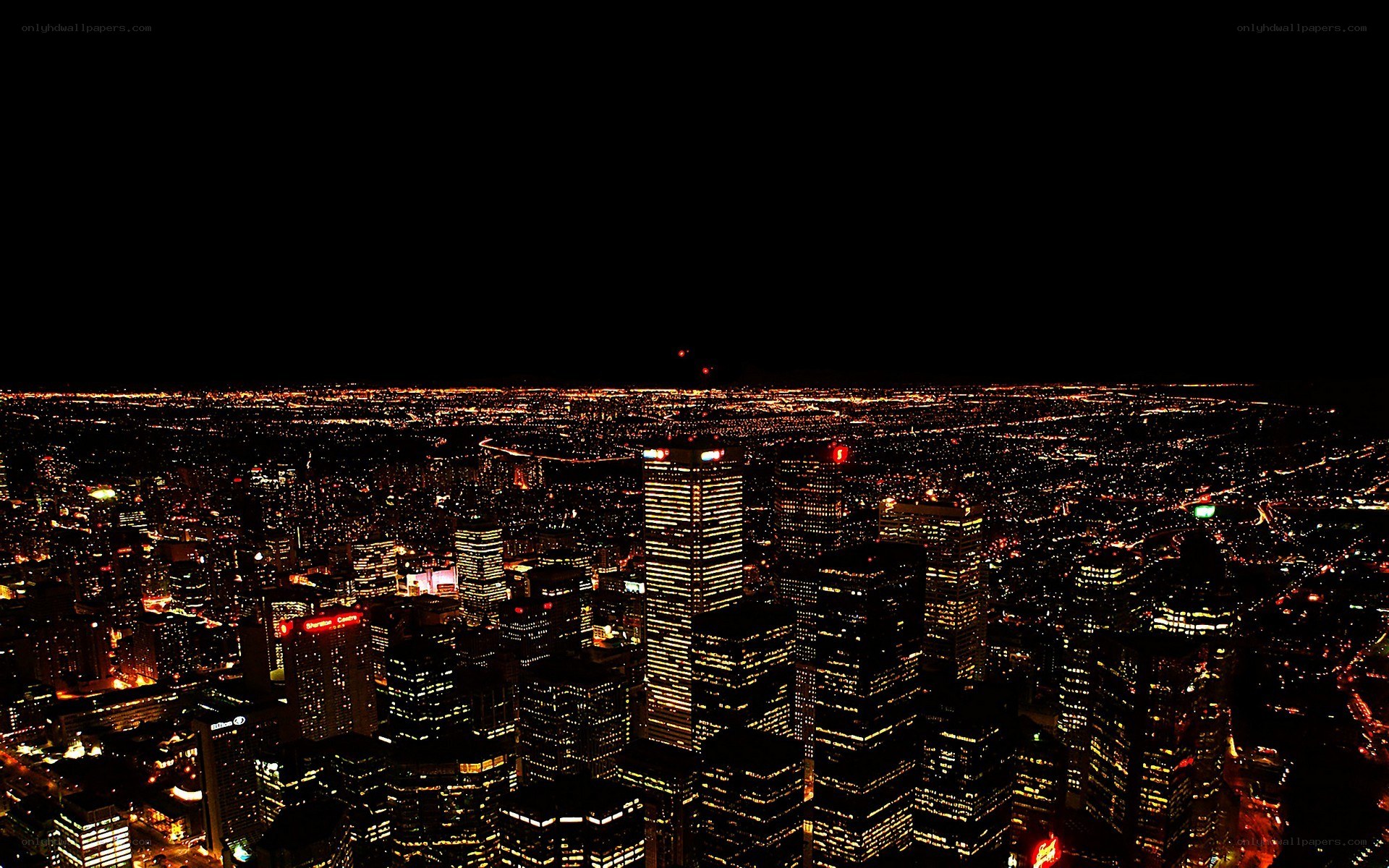 nighttime city skyline view