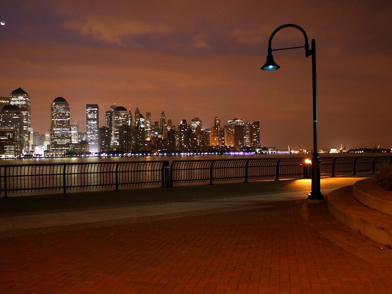 nighttime city skyline view