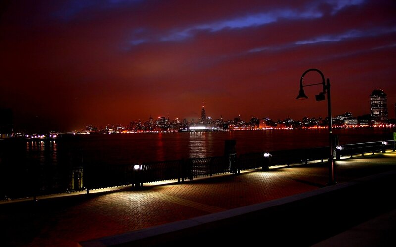 nighttime city skyline view