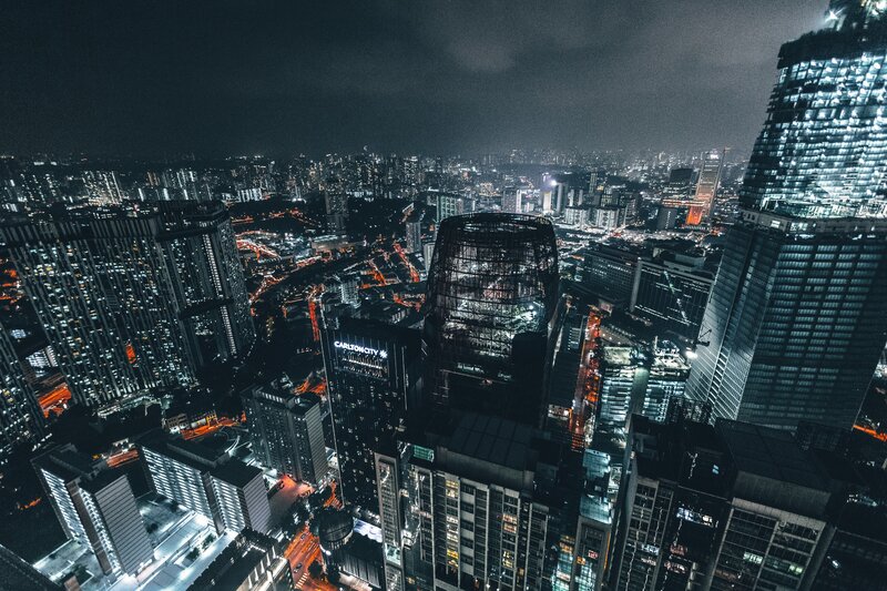 nighttime city skyline view