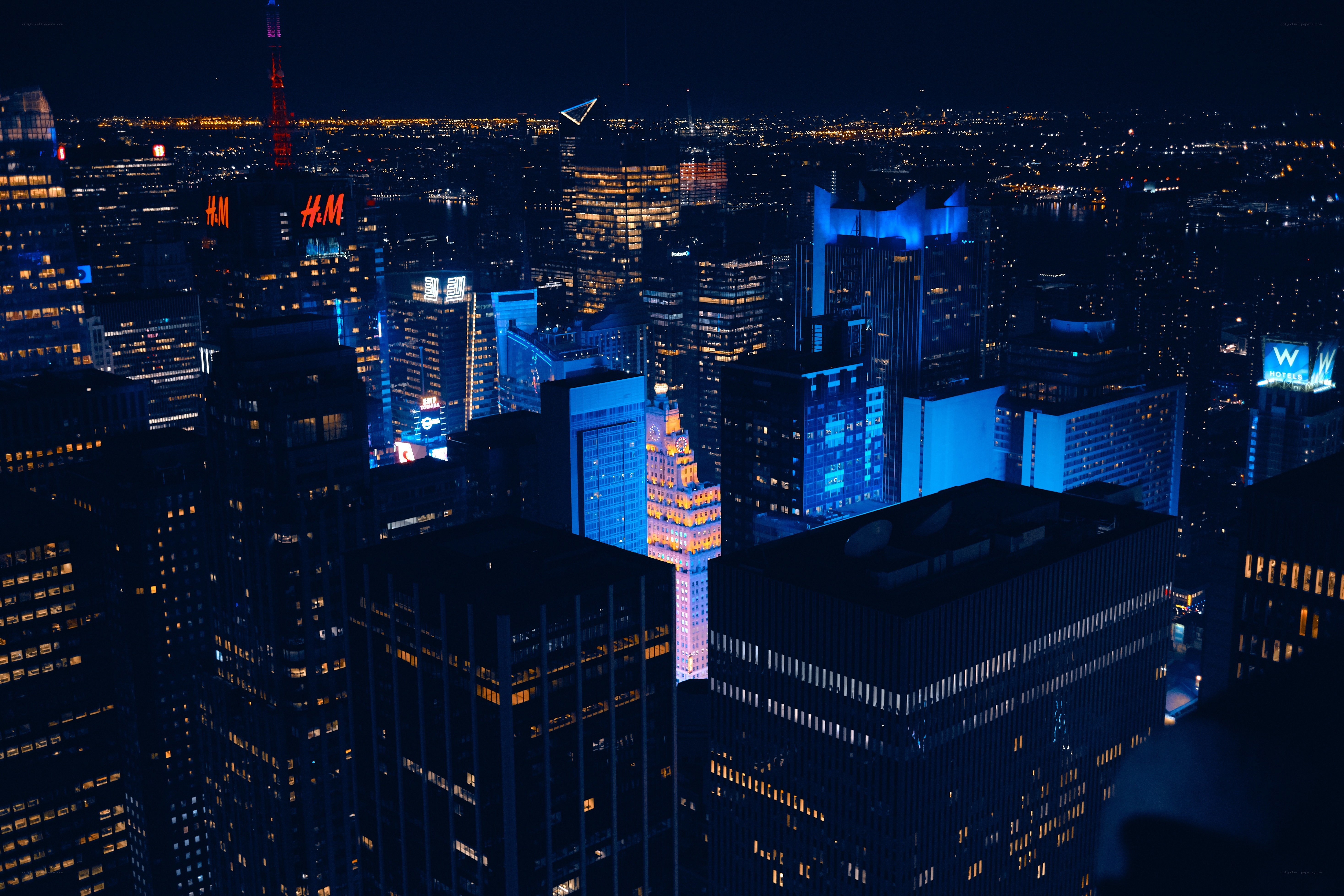 nighttime city skyline view