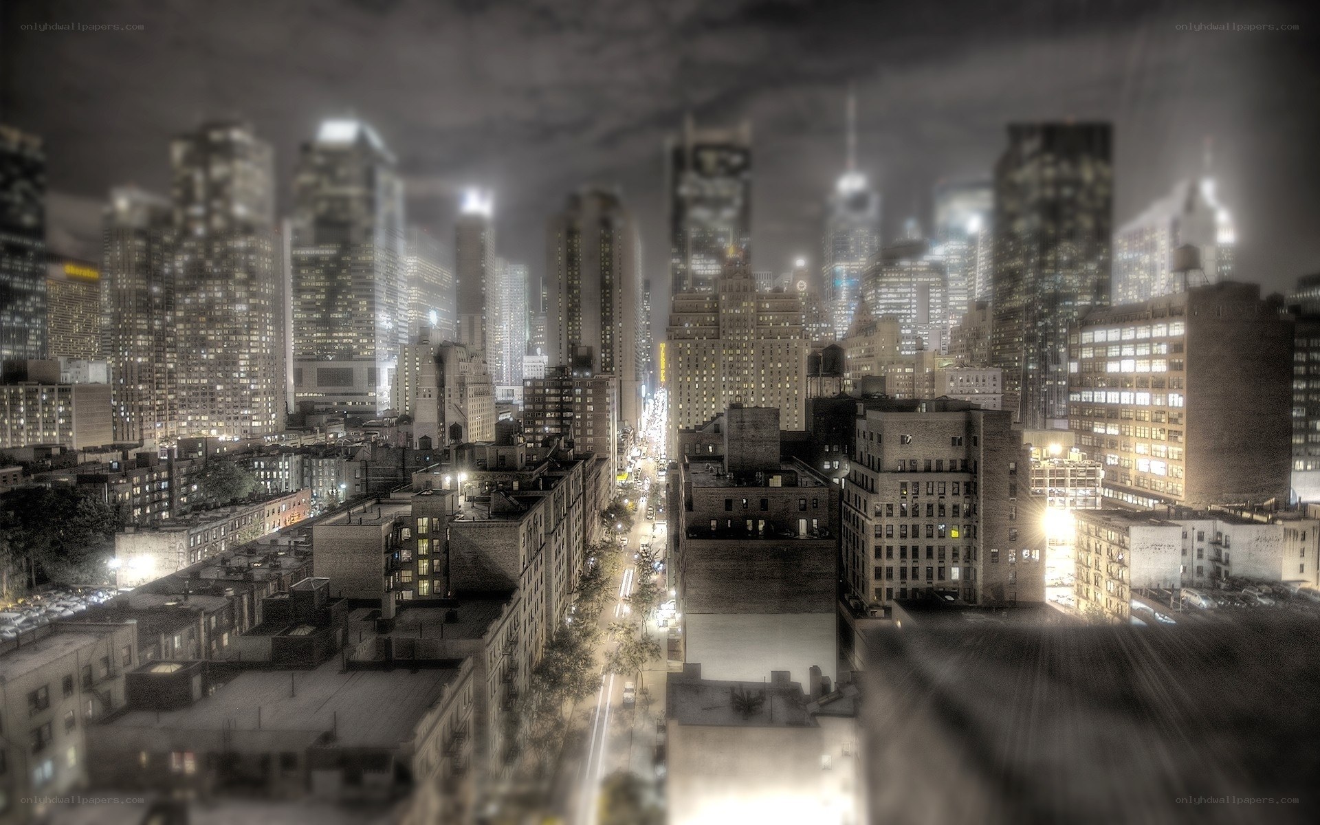 nighttime city skyline view