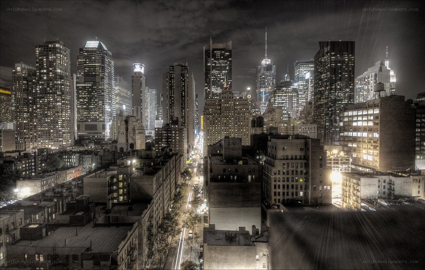 nighttime city skyline view