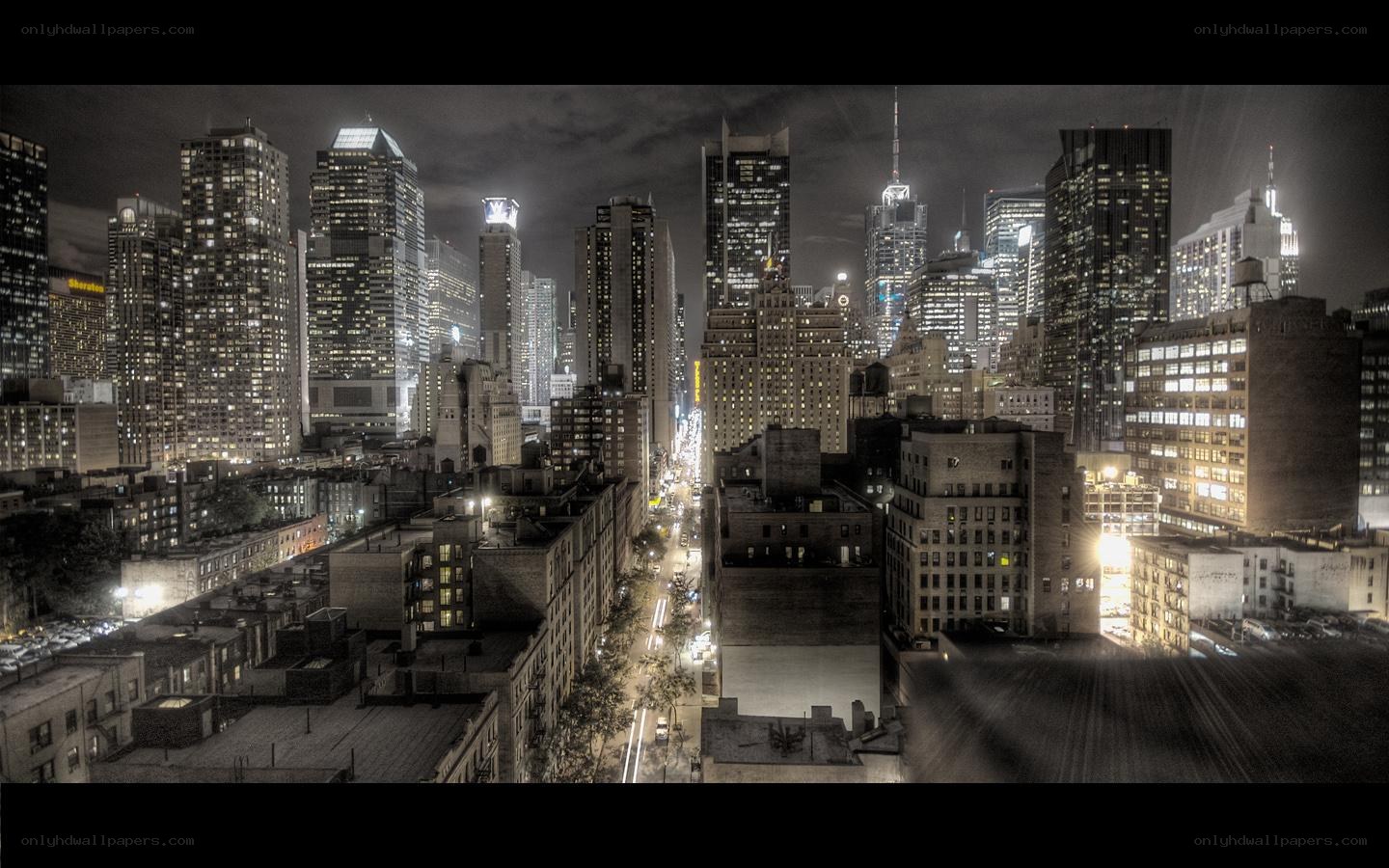 nighttime city skyline view